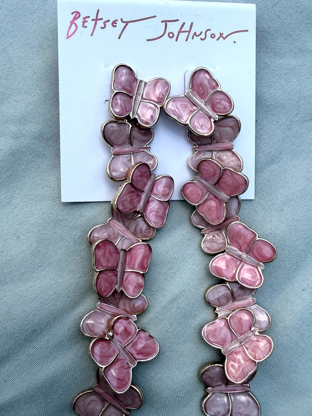Betsey Johnson Pink Multi-Butterfly Statement Earrings